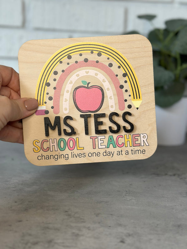 Personalized Teacher’s Rainbow Desk Sign