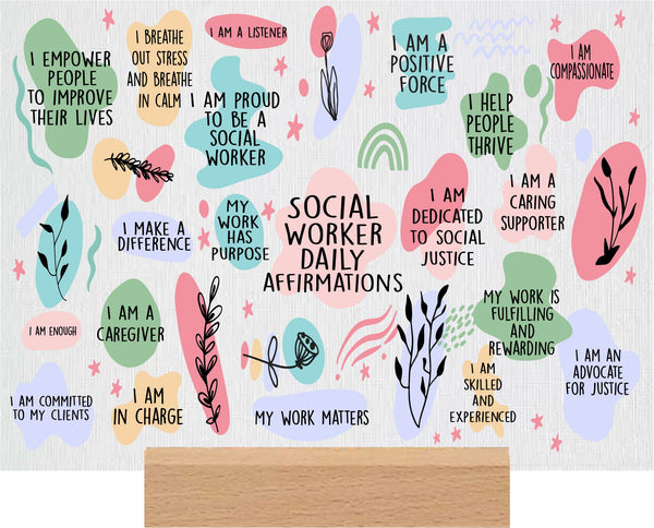 Social Woker Daily Affirmations Canvas Sign