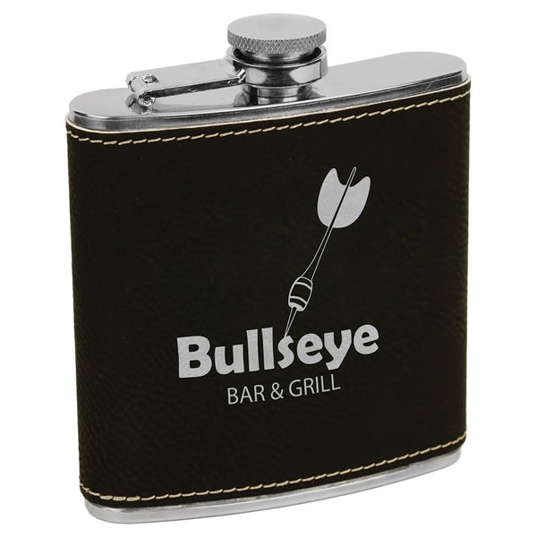 6 oz. Personalized Leatherette Flask/Flask Gift Set