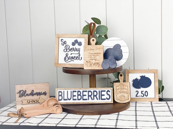 Blueberry Tiered Tray Sign Set
