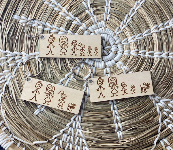 Stick Figure Family Keychain
