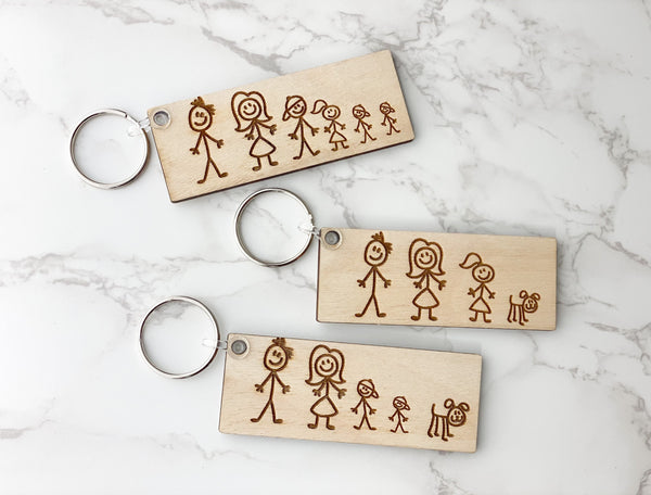 Stick Figure Family Keychain