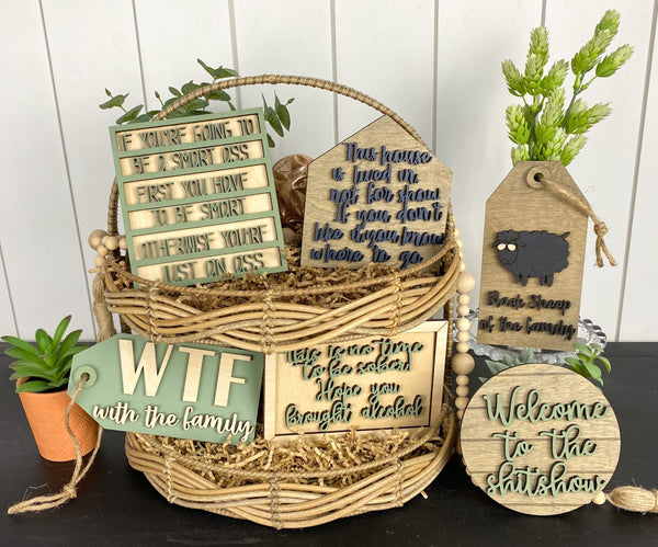 Funny Family Tiered Tray Signs