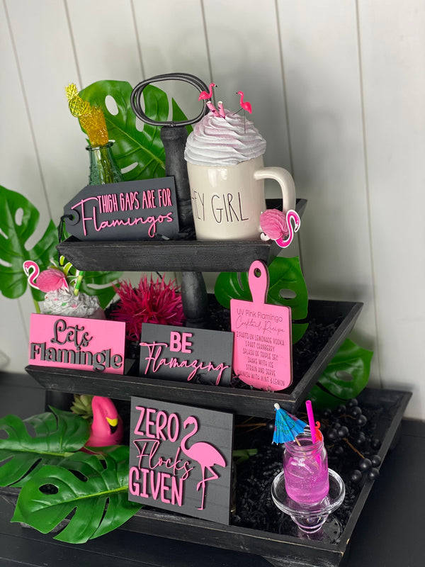 Flamingo Tiered Tray Signs