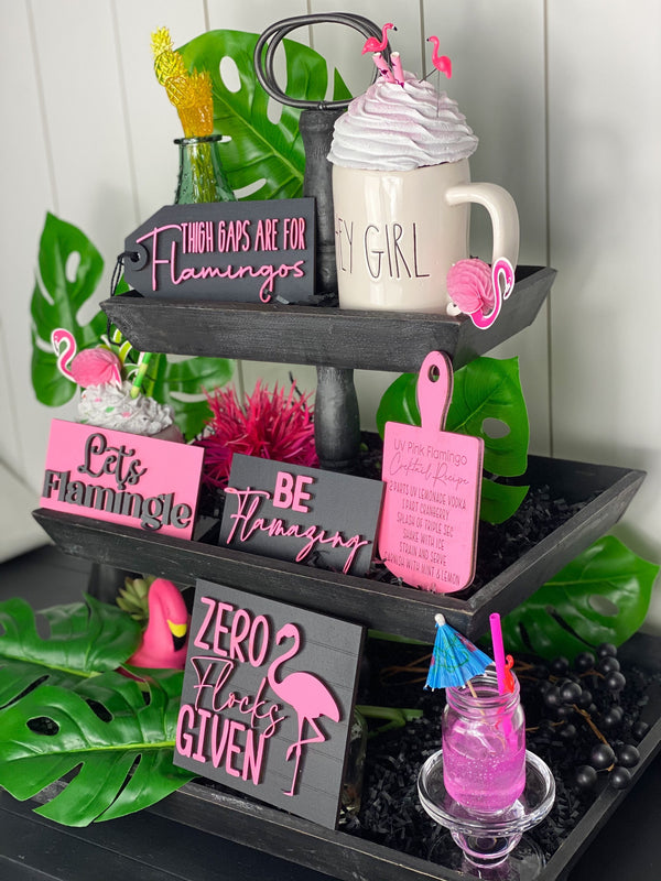 Flamingo Tiered Tray Signs