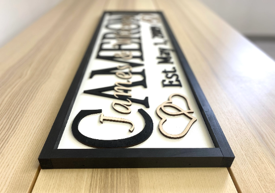 Personalized Family Name Sign for Wedding or Anniversary Gift